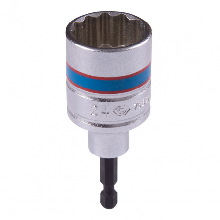 KING TONY Головка для шуруповерта двенадцатигранная 1/4", 24 мм, L = 80 мм 