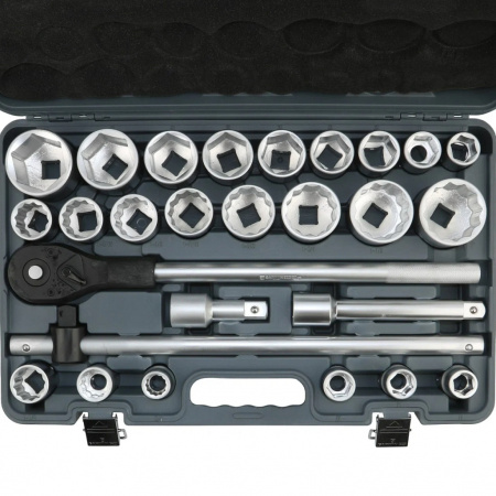 GARWIN PRO Набор торцевых головок 3/4", дюймовые 3/4"-2", метрические 19-50 мм, 27 предметов