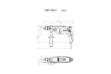 Metabo Ударная дрель SBEV 1000-2, 1010 Вт, 0-1000/0-2800 об/мин, 40/14 Нм, ключевой 1.5-13 мм, 2.7кг