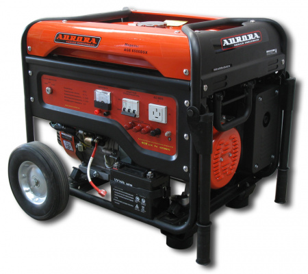 AURORA Генератор бензиновый AGE 6500 DSX (мах 5,5кВт эл.ст 380V, на колесах)