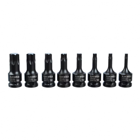 Licota Набор TORX ударных в кейсе 1/2" T30, T40, T45, T50, T55, T60, T70, T80 мм 8 пр, длина 60 мм