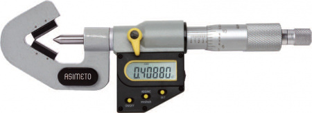 ASIMETO Микрометр с призматической пяткой 60° цифровой IP65 0,001 мм, 1-15 мм