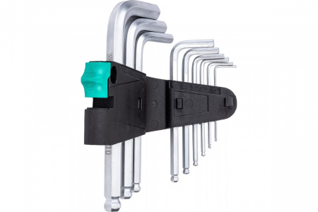 WERA 950/9 PKS Hex-Plus 3 Набор Г-образных ключей, хром, с шаром, 9 пр., 1.5/2/2.5/3/4/5/6/8/10 мм