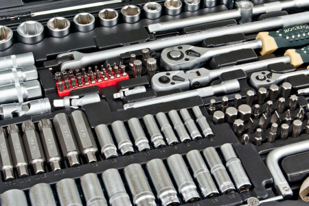 ROCKFORCE Набор инструмента 1/2"&1/4"&3/8"DR с 6-гранными головками 202пр.