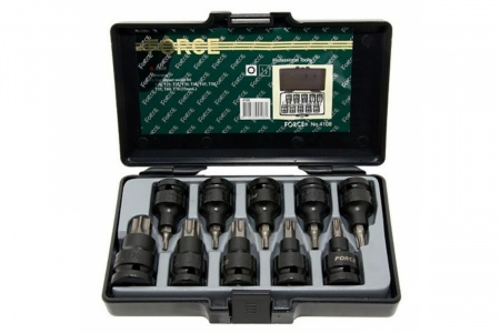 FORCE Набор бит TORX 1/2"DR ударных (Т20-Т70х55мм) 10 пр. в кейсе