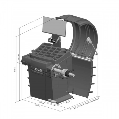 SIVIK Балансировочный станок STELLAR (p) СБМП-60/3D Pro (УЗ, ЭМВ, ТЛУ) 220 В Серый RAL7016