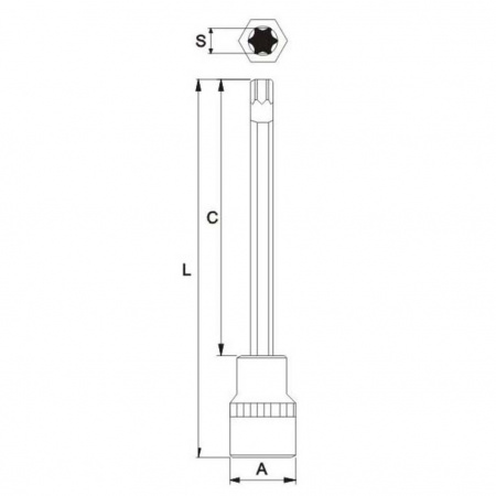 JTC Бита-головка 1/2", TORX T45х200 мм, длинная 