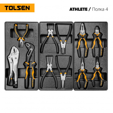 TOLSEN Набор инструментов "ATHLETE" для тележки, 15 ложементов, 189 предметов