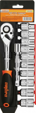OMBRA Набор головок торцевых с аксессуарами 1/2"DR, 10-19 мм, 12 предметов