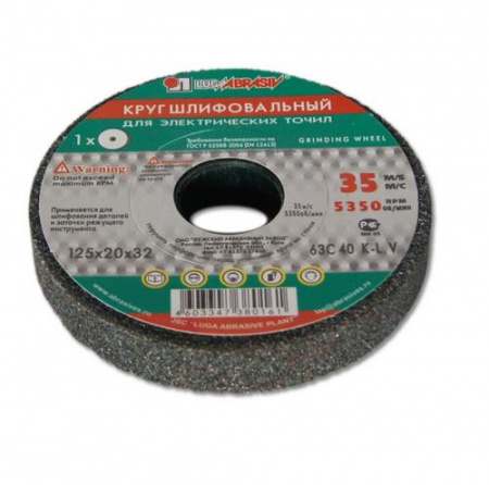 ЛУГА Круг шлифовальный 125х20х32 тип1 63С 60 L 7 V 35 (зеленый)