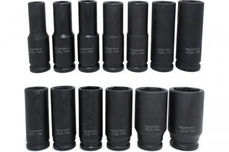 ROCKFORCE Набор головок ударных глубоких, 13 пр., 1/2", 6 гр. (размеры 10-32 мм) на пласт. держателе