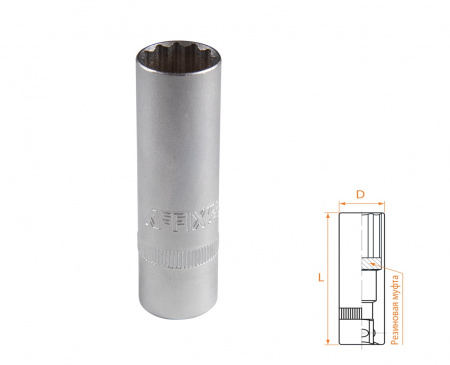 AFFIX Головка свечная двенадцатигранная 1/2", 16 мм, резиновый фиксатор