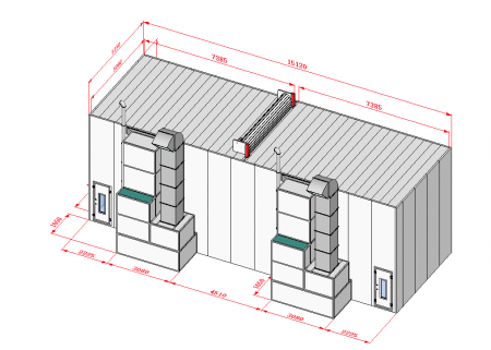 KraftWell KRW1555-MD Покрасочная камера 15 х 5 х 5 м., 84 000 м3/ч