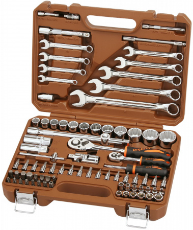 OMBRA Набор инструмента универсальный 1/4", 1/2"DR с головками торцевыми 12-гранными 1/2"DR, 82 пр