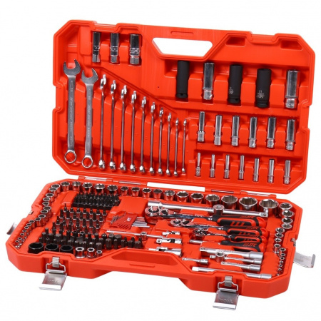 JTC Набор инструментов 219 предметов слесарно-монтажный 1/2", 3/8,1/4" 6-ти гран.в кейсе