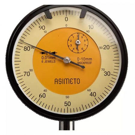 ASIMETO Индикатор часового типа ИЧ 0-10 мм, 0,01 мм, с защитой от толчков