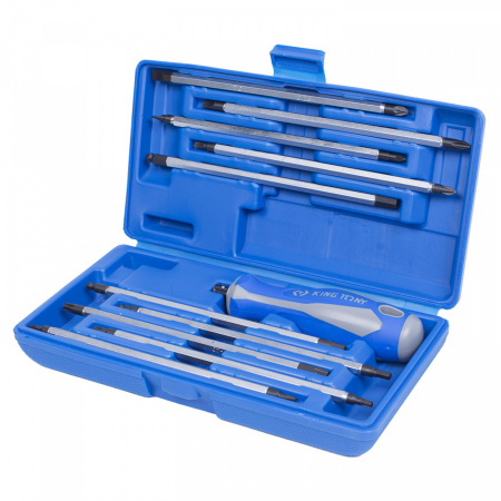 KING TONY Набор отвертка со сменными вставками (битами), 11 предметов 32518MR01