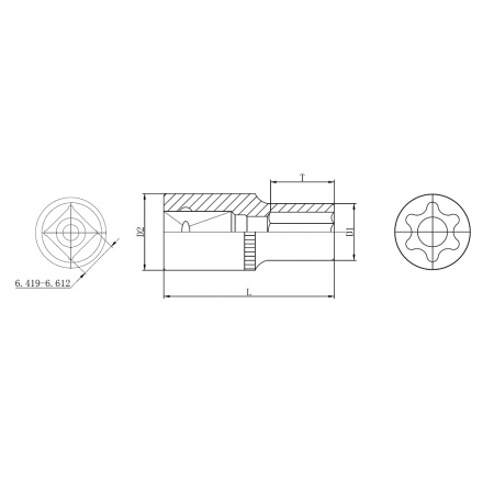 Thorvik Головка торцевая 1/2"DR, внешний TORX®, Е24