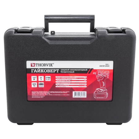 Thorvik Гайковерт ударный аккумуляторный бесщеточный 1/2"DR, 21В, 2*4Aч, 620 Нм