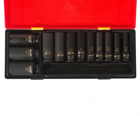 JTC Набор головок торцевых 1/2" 12-ти гранных 10-32 мм глубоких ударных 12 предметов в кейсе 